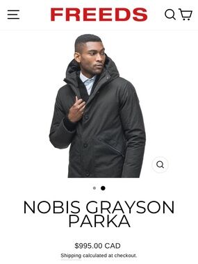 NOBIS GRAYSON PARKA grey men’s size small EUC